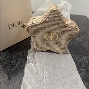 New Dior Star-Shaped Cosmetic Pouch in Metallic Beige and Gold